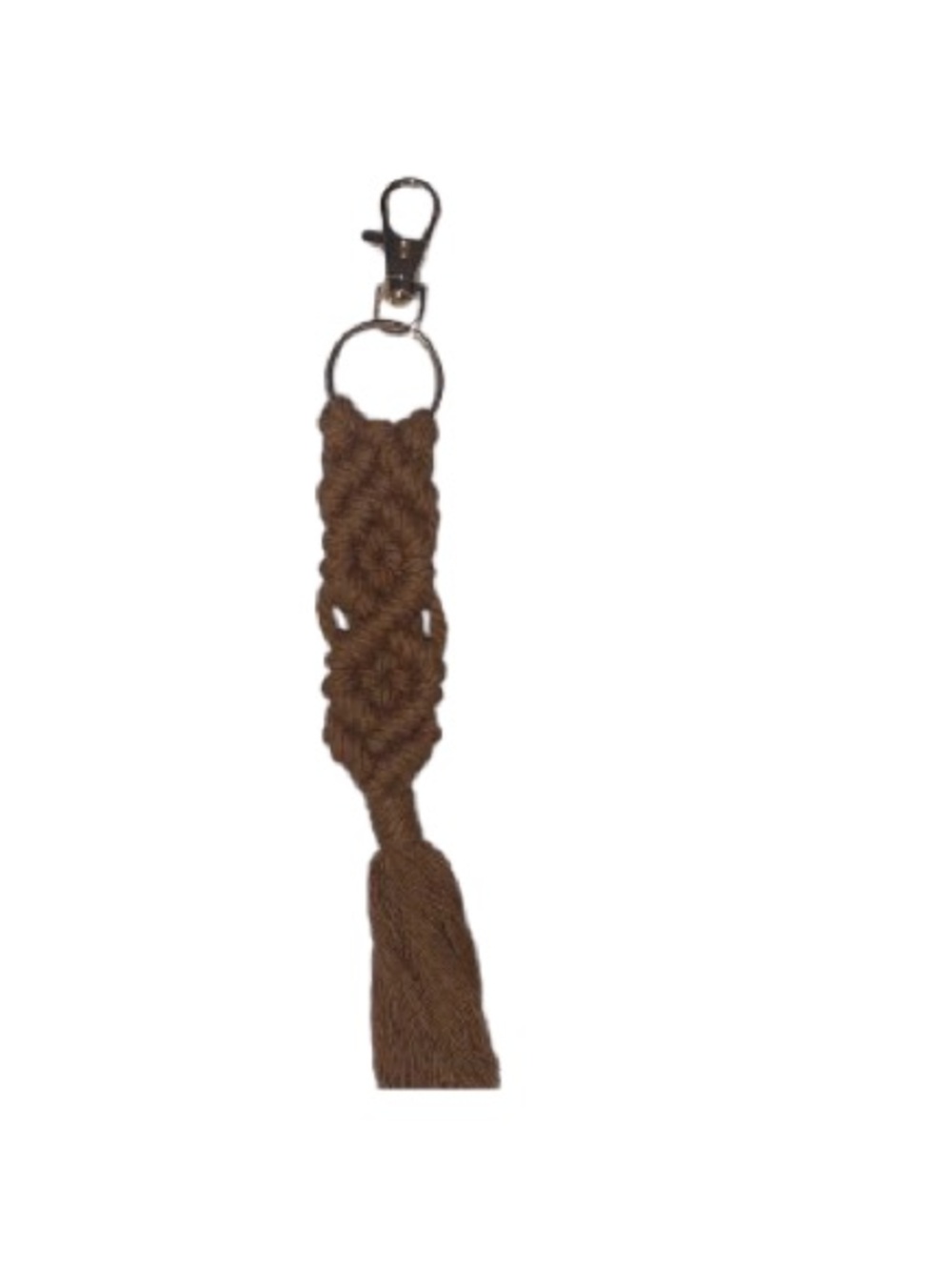 Hand Crafted Macrame Keychain- Boho Earthy Brown